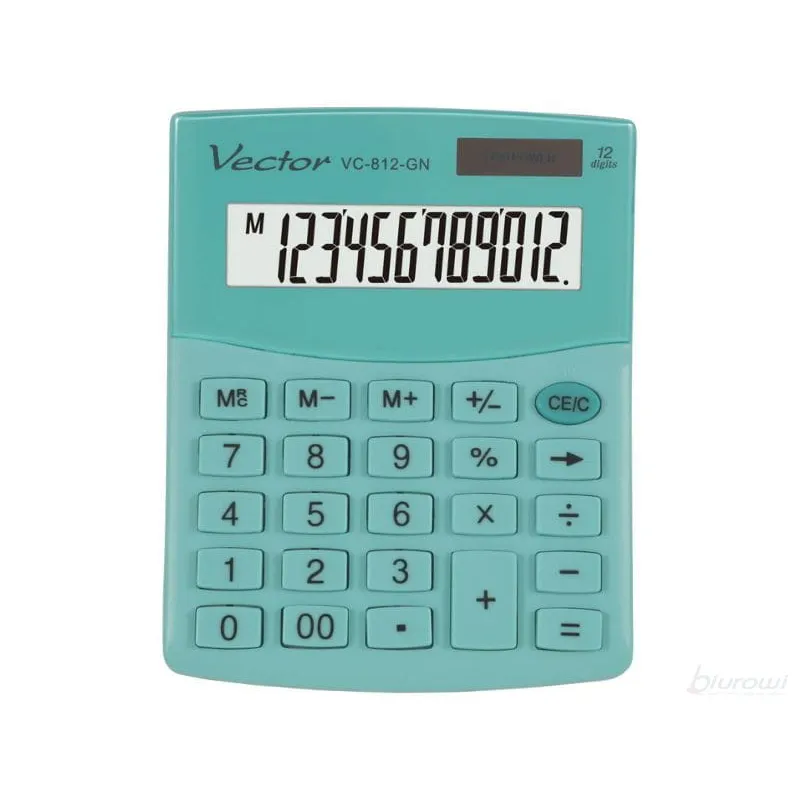 Kalkulator biurowy Vector VC-812 zielony