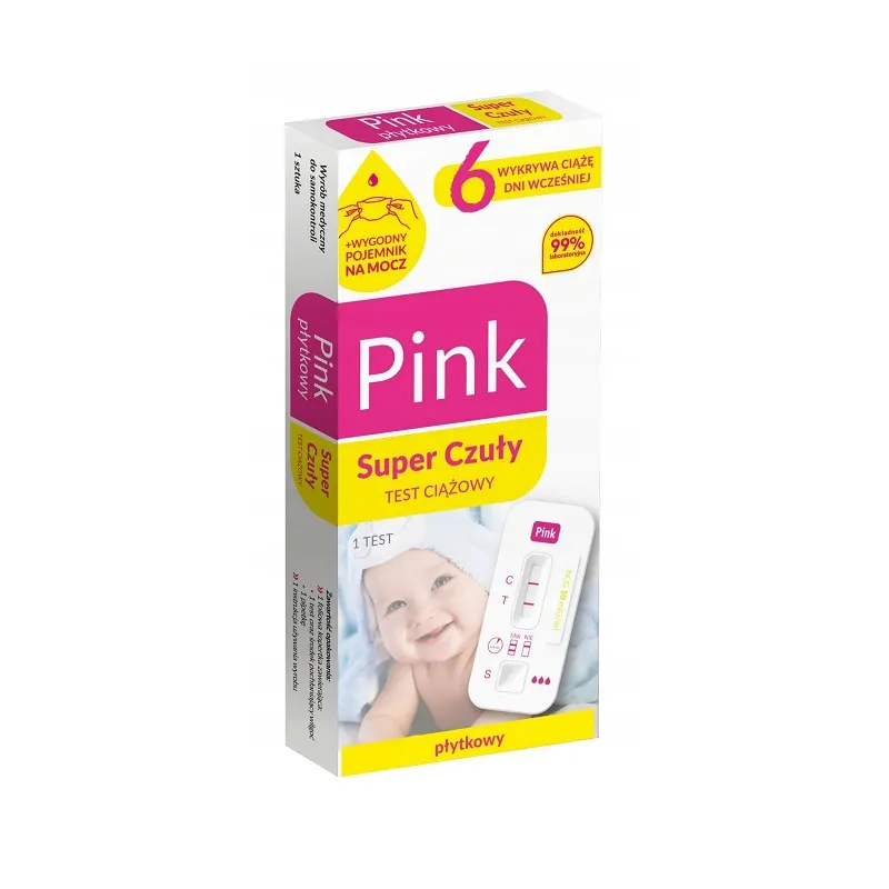 Test ciążowy płytkowy Pink Super Czuły (10 mlU/ml) Hydrex