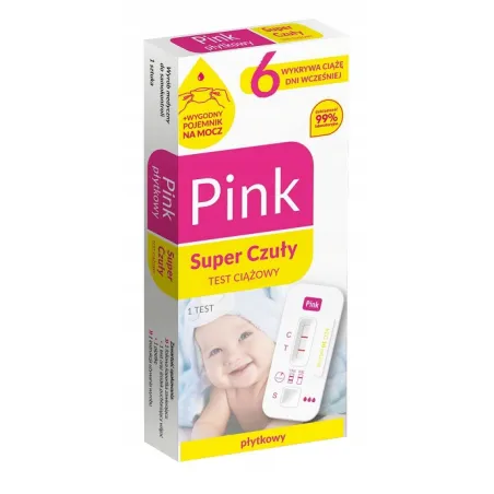 Test ciążowy płytkowy Pink Super Czuły (10 mlU/ml) Hydrex