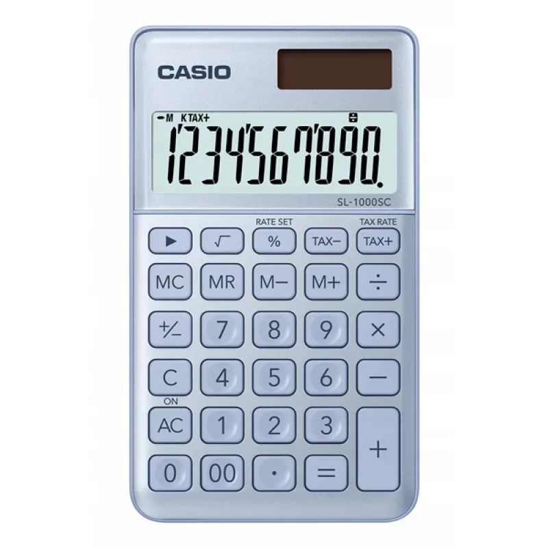 CZARNY METALOWY KALKULATOR BIUROWY CASIO SL-1000SC BŁĘKITNY